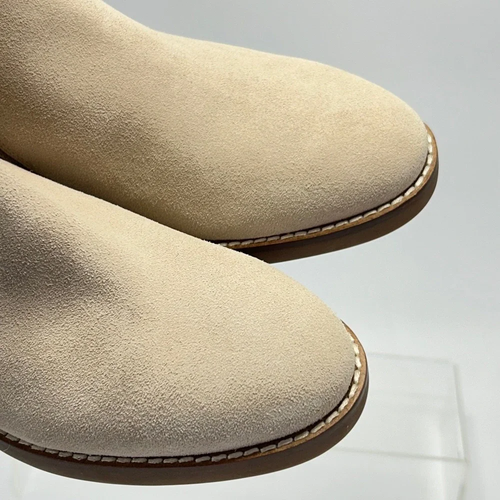 Cole Haan Grand OS‎ Size 7 Suede Ankle Booties Beige Waterproof Boots NEW $298